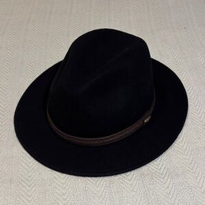 Scala Black Wool Fedora with Brown Band